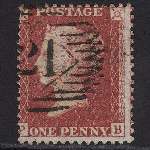 GB QV 1857 1d Deep Rose-red (Plate 43) SG41-C10(4) PB GU London IS 21 Misperf