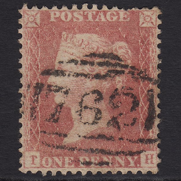 GB QV 1857 1d Pale Rose Transitional (Plate 44) SGC9A(1) TH GU Swaffham 762