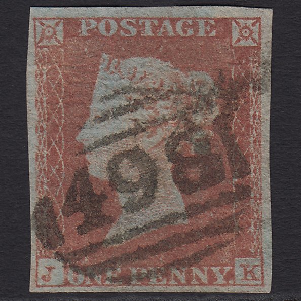GB QV 1841 1d Red-brown (Plate 160) SG8-B2(1) JK GU 4 Margins Manchester 498