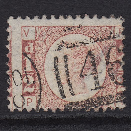 GB QV 1870 1/2d Rose (Plate 5) SG49-G4 PV FU Liverpool 466 Large Misperf