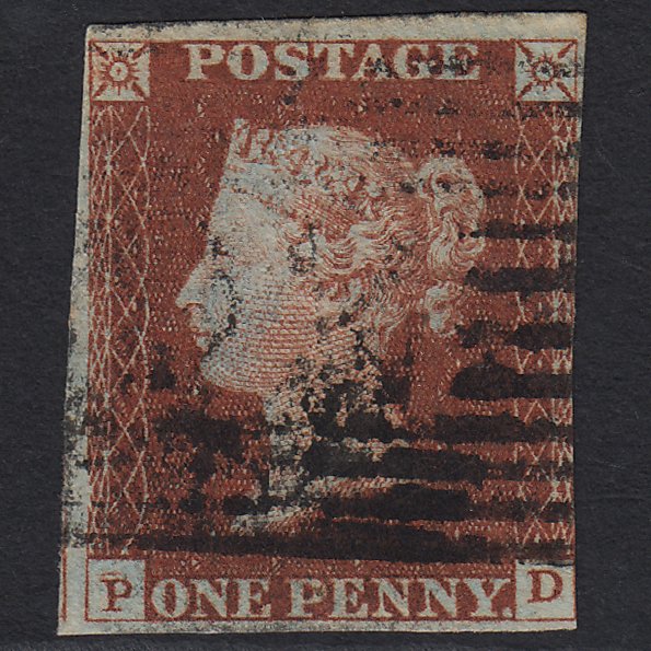 GB QV 1841 1d Red-brown (Plate 43) SG8-B1(1) PD GU nr 4 Margins Scotland