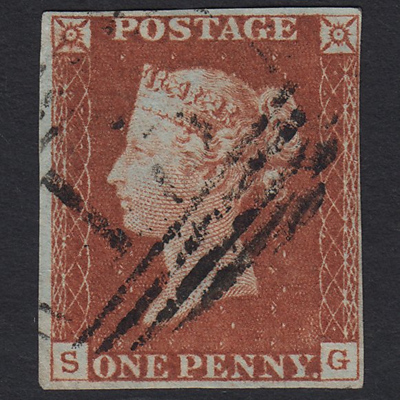 GB QV 1841 1d Deep Red-brown (Plate 52) SG10-B1(4) SG FU 4 Margins