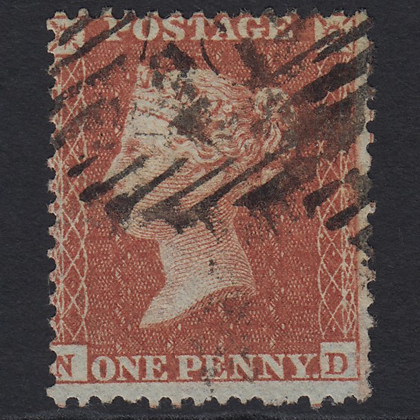 GB QV 1855 1d Red-brown (Plate 3) SG24-C3(1) ND FU London IS Cancel