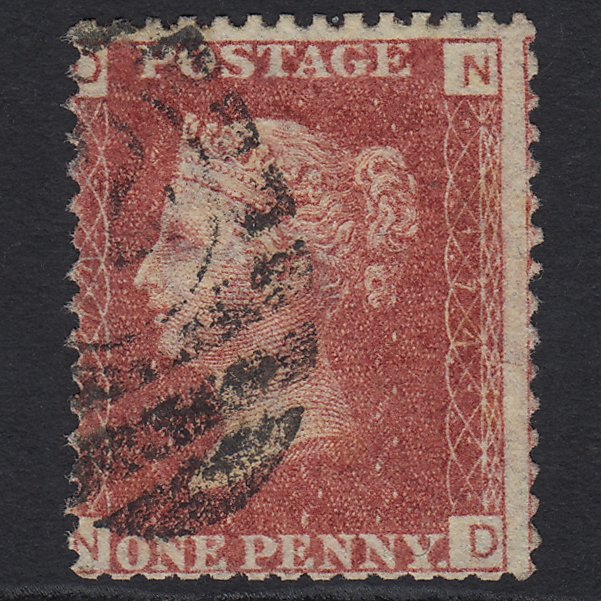 GB QV 1864 1d Lake-red (Plate 174) SG44-G1(2) ND GU London Misperf