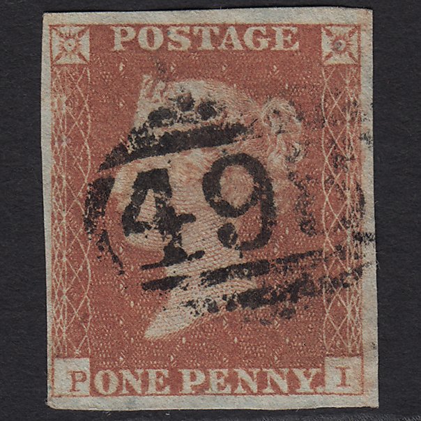 GB QV 1841 1d Red-brown (Plate 121) SG8-B1(1) PI GU 4M Manchester 498