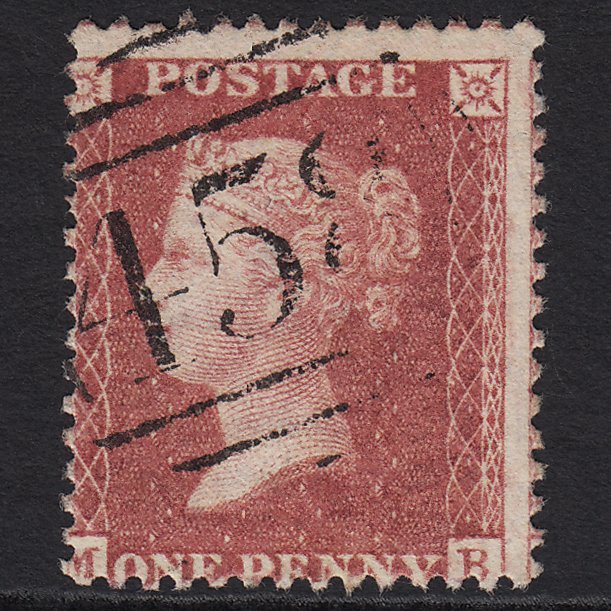 GB QV 1857 1d Rose-red (Plate 43) SG40-C10(1) MB FU Lincoln 458 Misperf