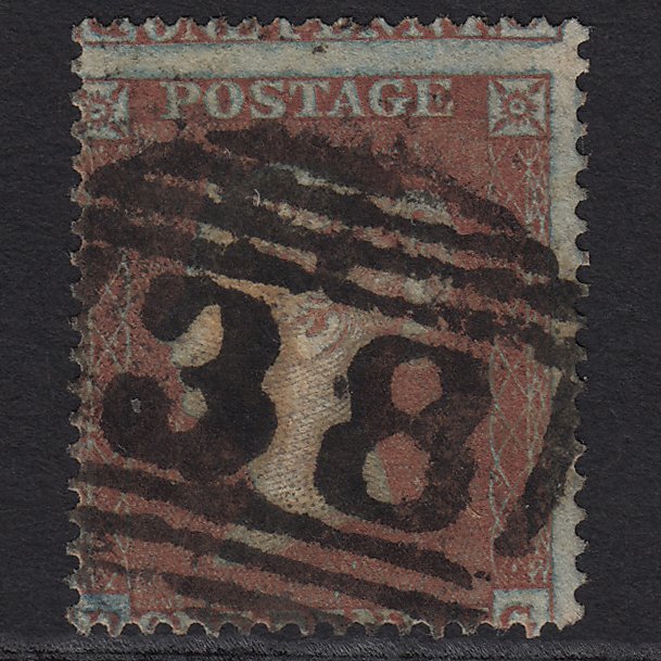 GB QV 1854 1d Red-brown (Plate 196) SG17-C1(1) RG FU Aylesbury 38 Large Misperf