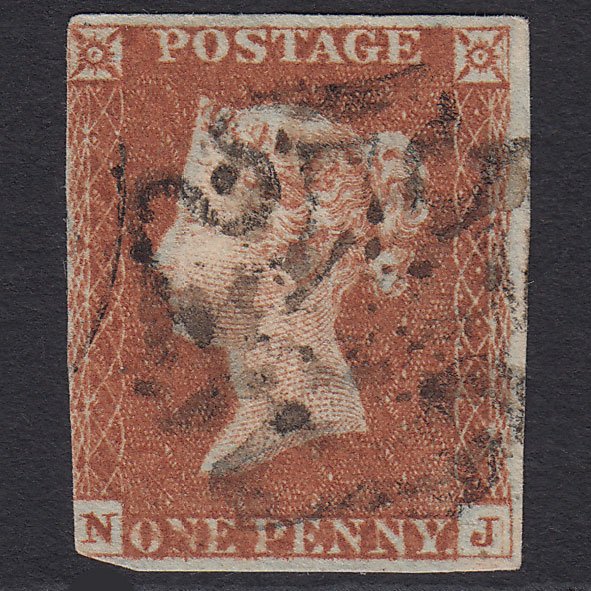 GB QV 1841 1d Red-brown (Plate 19) SG8-B1(1) GUideline NJ GU Maltese Cross