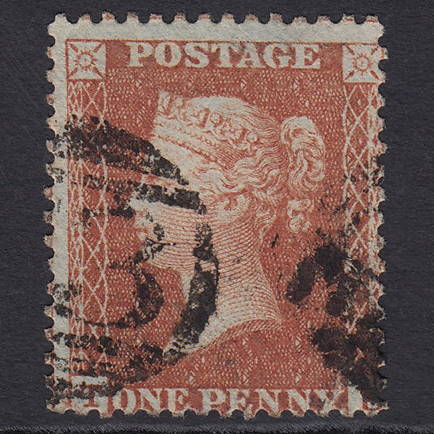 GB QV 1855 1d Red-brown (Plate 2) SG24-C3(1) TE GU Misperf
