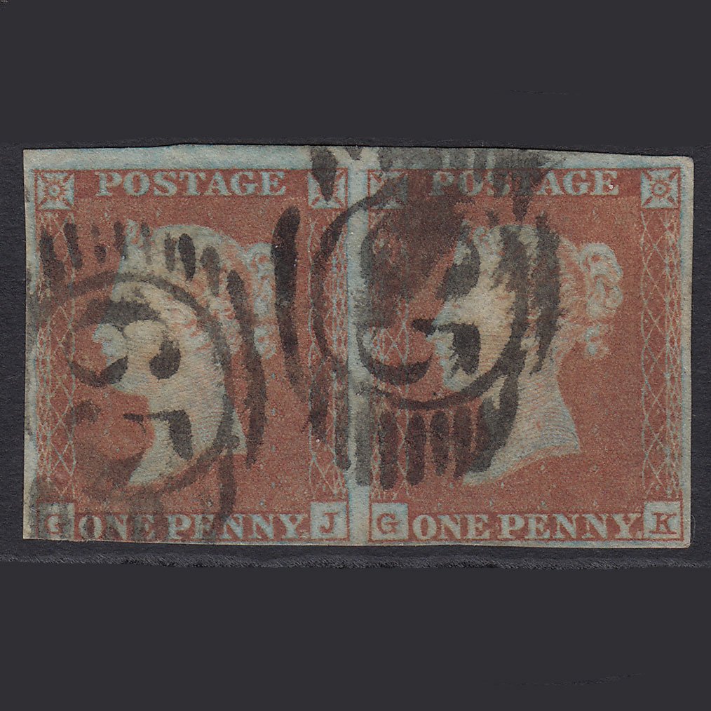 GB QV 1841 1d Pale Red-brown (Plate 97) SG9-B1(3) GJ-GK GU Pair London D&S 65