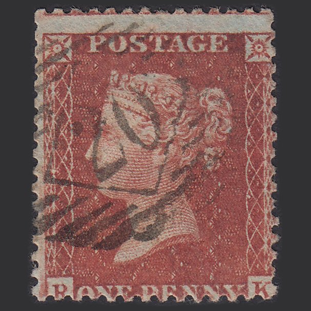GB QV 1856 1d Red-brown (Plate 35) SG29-C8(1) RK GU London IS 20 Misperf