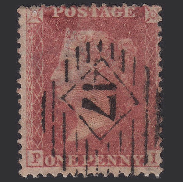 GB QV 1857 1d Rose-red (Plate 57) SG40-C10(1) PI FU London IS 47 47.4