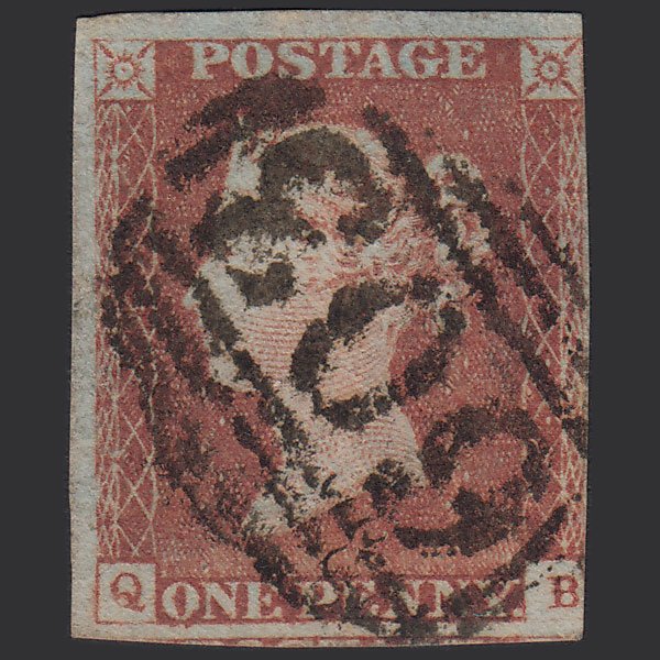 GB QV 1841 1d Red-brown (Plate 81) SG8-B1(1) QB GU 3 Margins Oxford 603