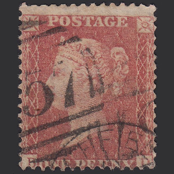 GB QV 1857 1d Rose-red (Plate 56) SG40-C10(1) BD GU Lichfield 457 Misperf