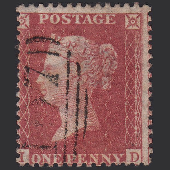 GB QV 1857 1d Rose-red (Plate 27) SG40-C10(1) ID GU Misperf
