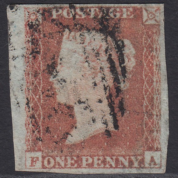 GB QV 1841 1d Pale Red-brown (Plate 67) SG9-B1(3) FA GU 4 Margins Marginal