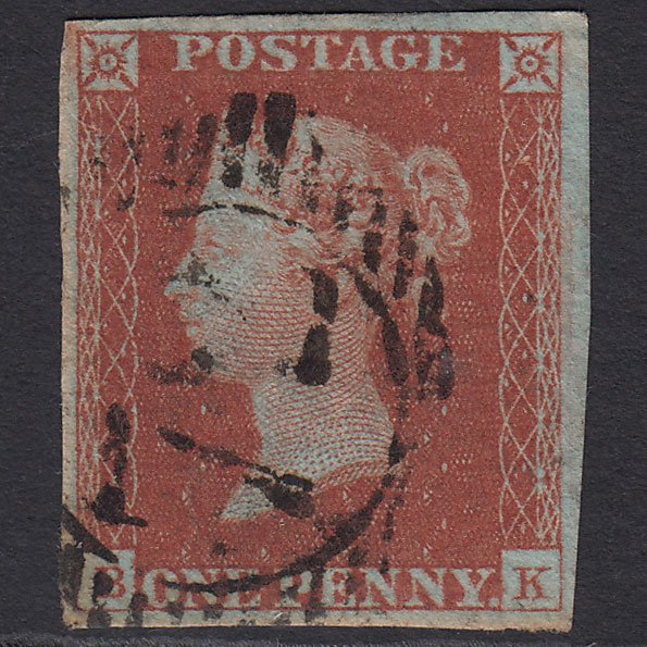 GB QV 1841 1d Red-brown (Plate 57) SG8-B1(1) BK FU 4 Margins London D&S 72