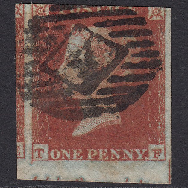 GB QV 1841 1d (Plate 130) SG8-B2(1) TF GU 3m Part Marginal Inscription