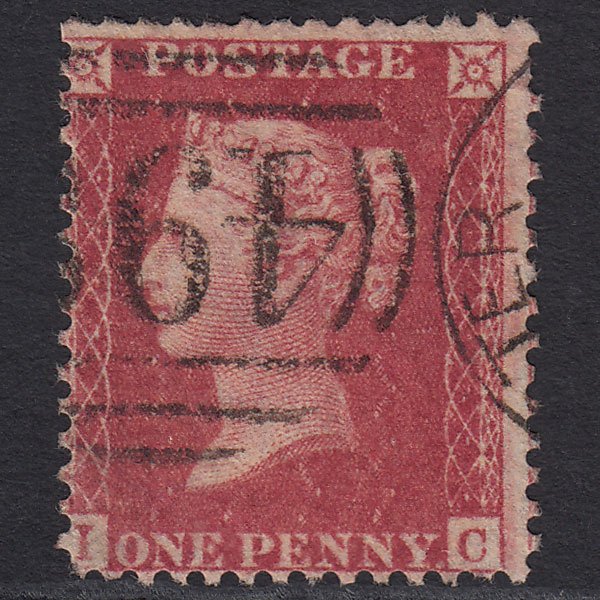 GB QV 1857 1d Rose-red (Plate 27) SG40-C10(1) IC GU Manchester 498 Misperf