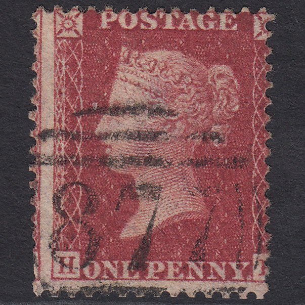 GB QV 1857 1d DP Rose-red SG41-C10(4) H? FU Whitehaven 877 Large Misperf