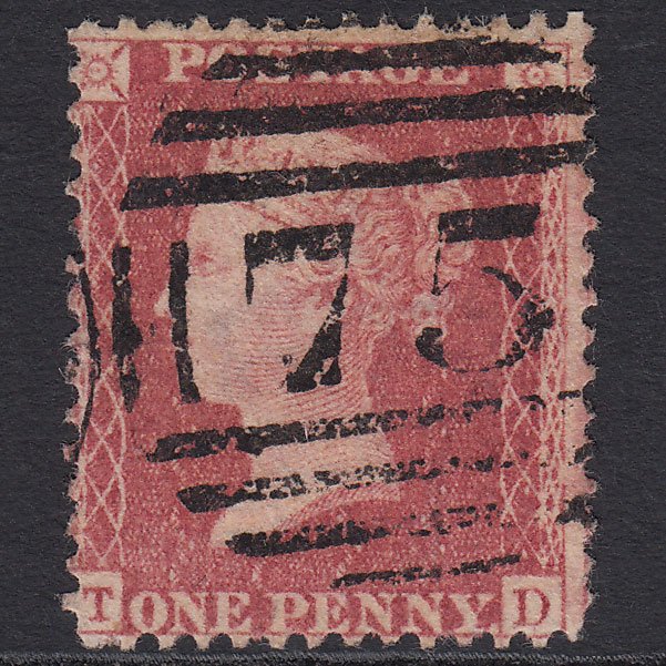 GB QV 1857 1d Rose-red (Plate 60) SG40-C10(1) TD FU Birmingham 75