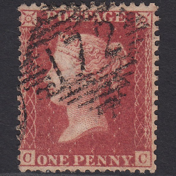 GB QV 1857 1d Rose-red (Plate 43) SG40-C10(1) CC GU Derry 172