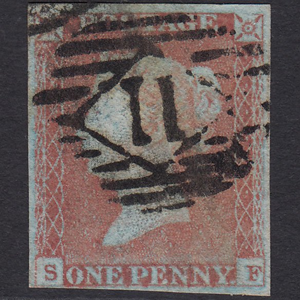 GB QV 1841 1d Very Blued (Plate 83) SG8a-B1(2) SF GU 4 Margins London IS 11