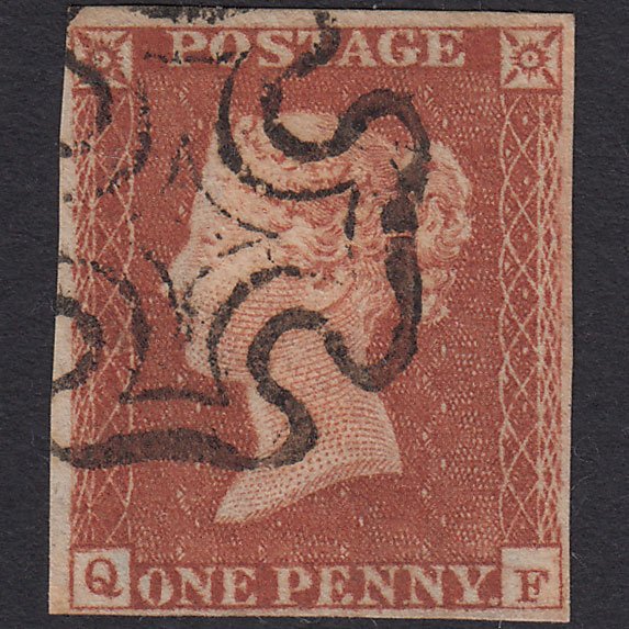 GB QV 1841 1d Red-brown (Plate 19) SG8-B1(1) Ivory Head QF FU 4 Margins MX