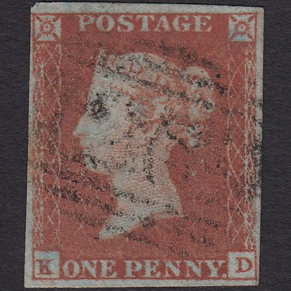 GB QV 1841 1d Red-brown (Plate 96) SG8-B1(1) KD GU 4 Margins