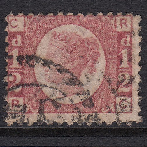 GB QV 1870 1/2d Rose (Plate 13) SG49-G4 RC FU London D&S Cancel Misperf