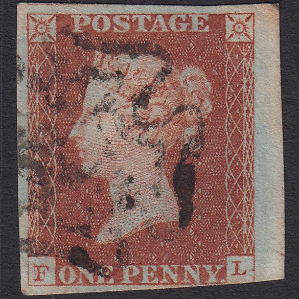 GB QV 1841 1d Red-brown (Plate 34) SG8-B1(1) FL FU Maltese Cross Marginal