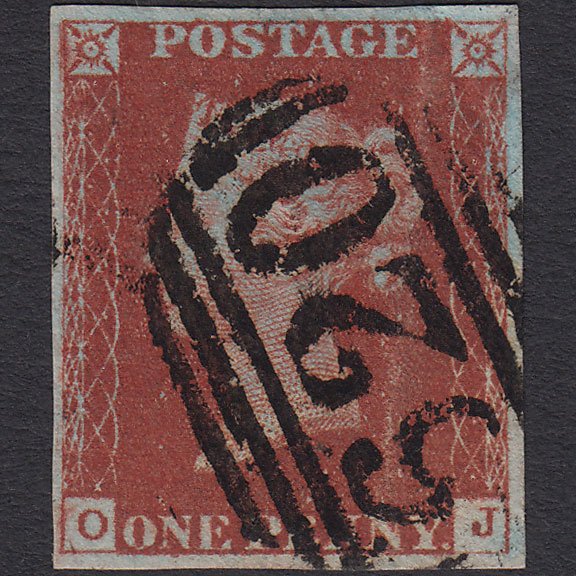 GB QV 1841 1d Deep Red-brown (Plate 58) SG10-B1(4) OJ GU Plymouth 620