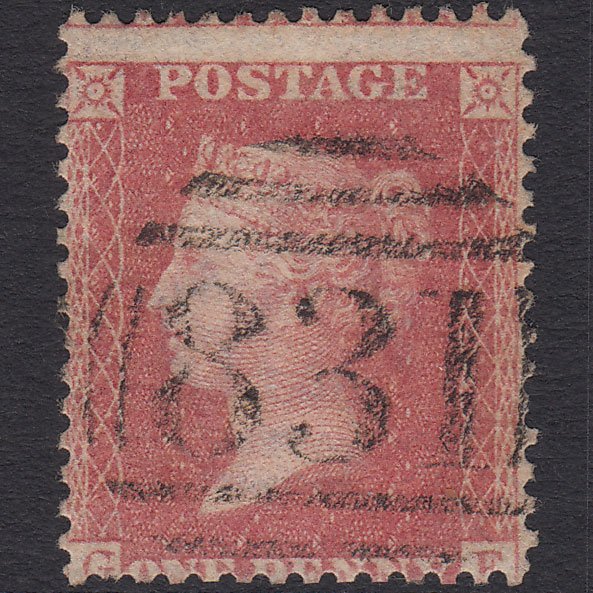 GB QV 1857 1d (Plate 39) SG39-C10(3) Const Var GE FU Wakefield 831 Misperf