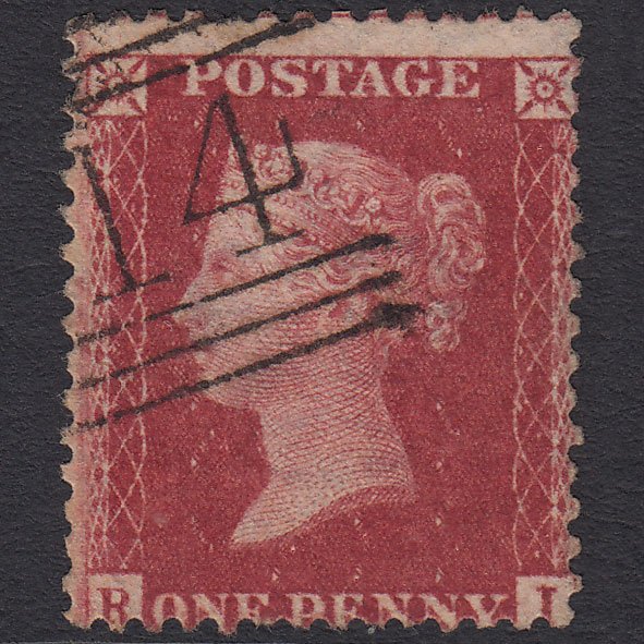 GB QV 1857 1d Deep Rose-red (Plate 27) SG41-C10(4) RI GU Dundee 114 Misperf