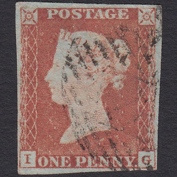 GB QV 1841 1d Red-brown (Plate 77) SG8-B1(1) IG FU 4 Margins London IS 1