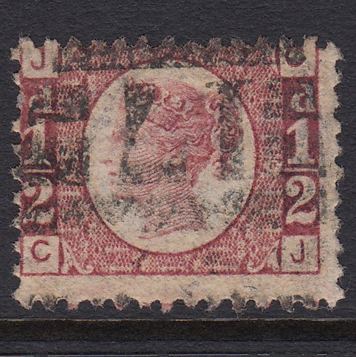 GB QV 1870 1/2d Rose-red (Plate 10) SG48-G4 CJ GU London D&S Cancel