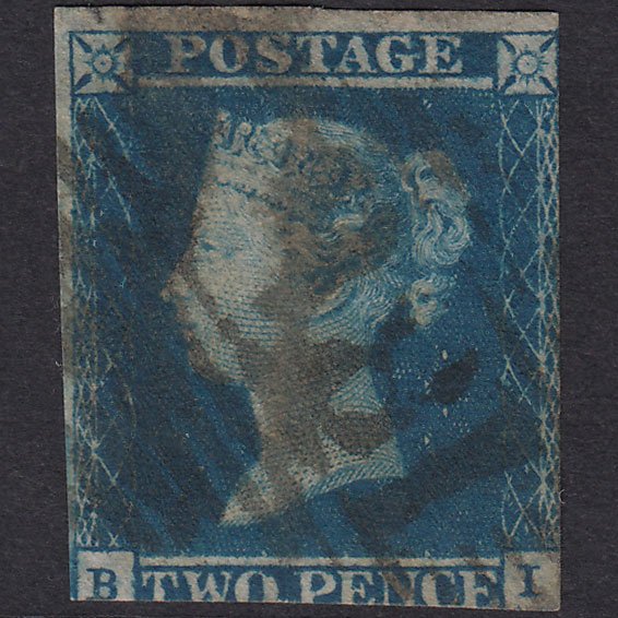 GB QV 1841 2d Blue (Plate 4) SG14-E1(2) BI GU