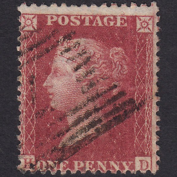 GB QV 1857 1d Rose-red (Plate 56) SG40-C10(1) HD GU Alloa 7 Corrosion Marks