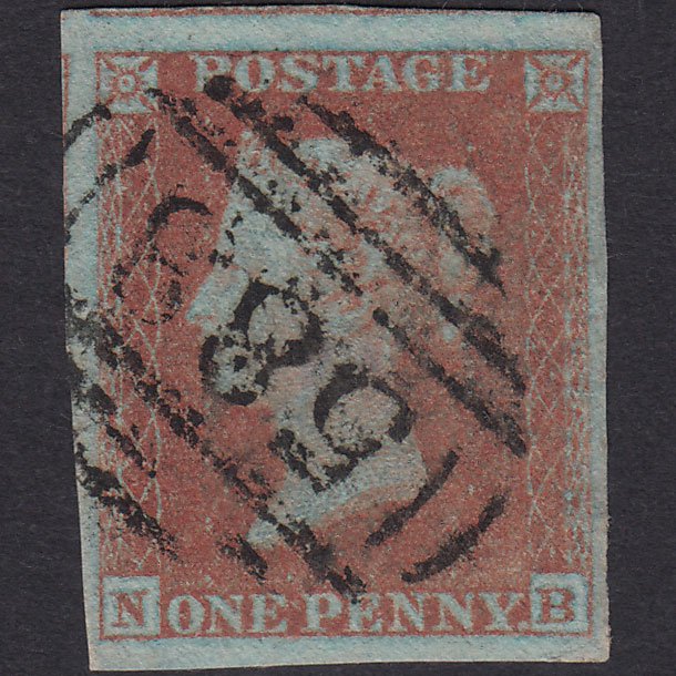 GB QV 1841 1d (Plate 147) SG8a-B1(2) NB FU 4 Good Margins Nottingham 583