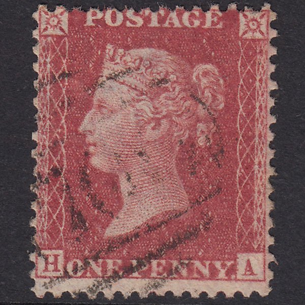 GB QV 1857 1d Plate 55 SG40-C10(1) Constant Variety HA FU Light Cancel