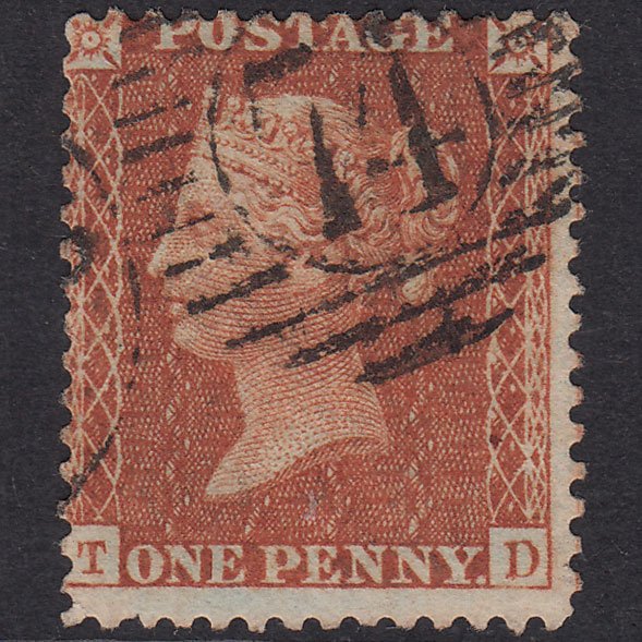 GB QV 1857 1d Orange-Brown Plate 33 SG33-C8(5) TD FU London D&S 74