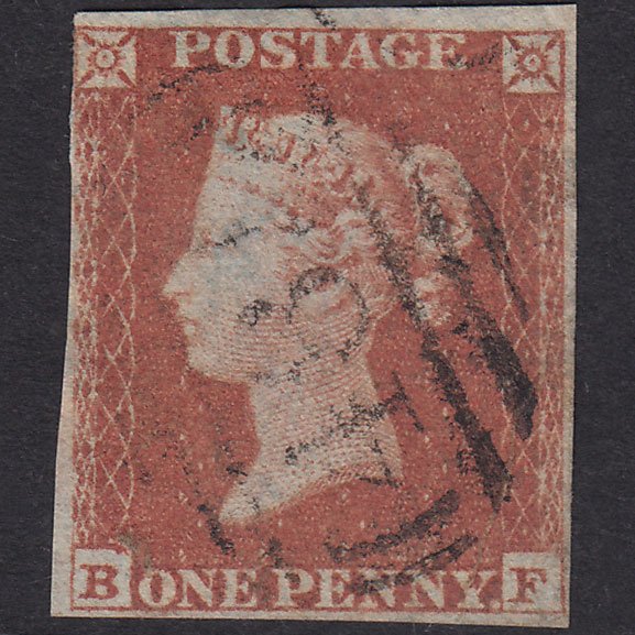 GB QV 1841 1d Red-Brown Plate 170 SG8-B2(1) BF FU Nr 4 Margins