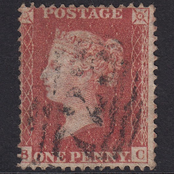 GB QV 1857 1d Rose-Red Plate 60 SG40-C10(1) BC FU Southampton 723