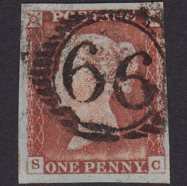 GB QV 1841 1d Plate 41 SG9-B1(3) SC FU London D&S 66 Very Worn Impression
