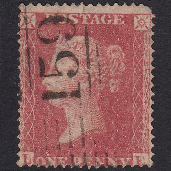GB QV 1857 1d Rose-Red Plate 60 SG36-C11 LE GU Glasgow 159 Roller Cancel