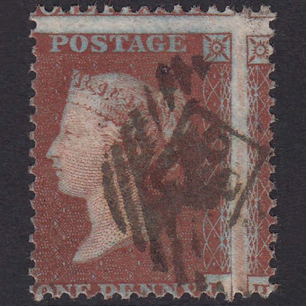 GB QV 1855 1d Plum Pl 202 SG22-C2(4) Ivory Head HJ FU London Huge Misperf