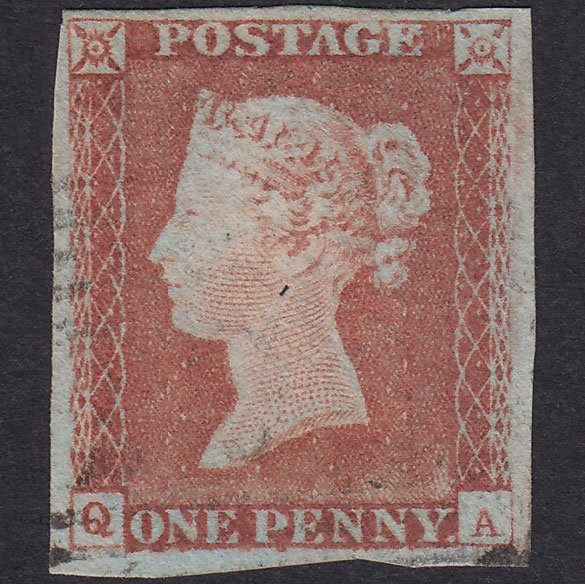 GB QV 1841 1d Pale Red-Brown Plate 68 SG9-B1(3) QA FU 4M Light Cancel