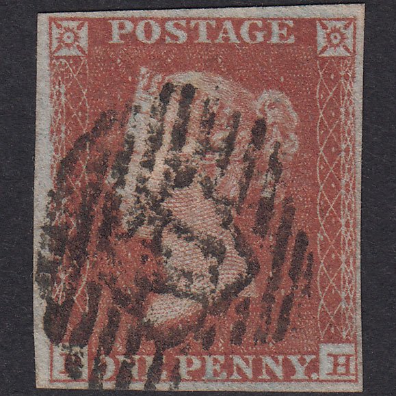 GB QV 1841 1d Red-Brown Plate 129 SG8-B1(1) PH FU 4 Margins London IS 17