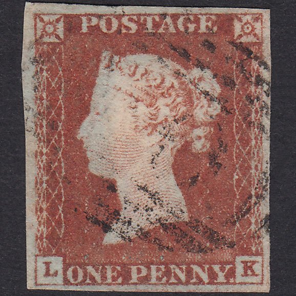 GB QV 1841 1d Red-Brown Plate 45 SG8-B1(1) LK GU 4 Margins