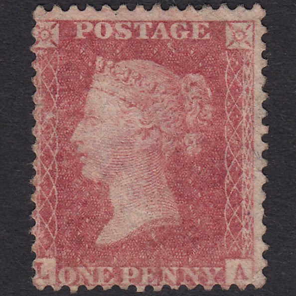 GB QV 1857 1d Rose-Red Plate 59 SG40-C10(1) LA GOOD UNUSED Micro Tear